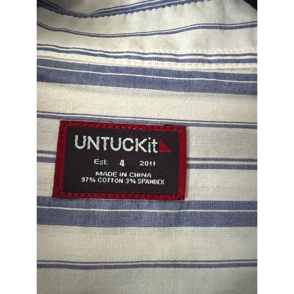 NWT Untuckit Womens Pinot Perse Blue White Striped Button Up Shirt Long Sleeve 4 - Picture 9 of 10